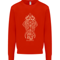 Gold Mandala Art Elephant Kids Sweatshirt Jumper Bright Red