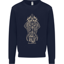 Gold Mandala Art Elephant Kids Sweatshirt Jumper Navy Blue