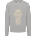 Gold Mandala Art Elephant Kids Sweatshirt Jumper Sports Grey