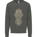 Gold Mandala Art Elephant Kids Sweatshirt Jumper Storm Grey
