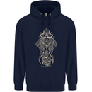 Gold Mandala Art Elephant Mens 80% Cotton Hoodie Navy Blue
