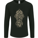 Gold Mandala Art Elephant Mens Long Sleeve T-Shirt Black