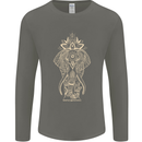 Gold Mandala Art Elephant Mens Long Sleeve T-Shirt Charcoal