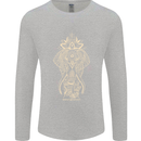 Gold Mandala Art Elephant Mens Long Sleeve T-Shirt Sports Grey