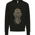 Gold Mandala Art Elephant Mens Sweatshirt Jumper Black