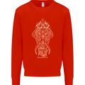 Gold Mandala Art Elephant Mens Sweatshirt Jumper Bright Red