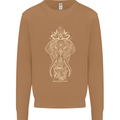 Gold Mandala Art Elephant Mens Sweatshirt Jumper Caramel Latte