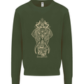 Gold Mandala Art Elephant Mens Sweatshirt Jumper Forest Green