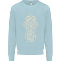 Gold Mandala Art Elephant Mens Sweatshirt Jumper Light Blue