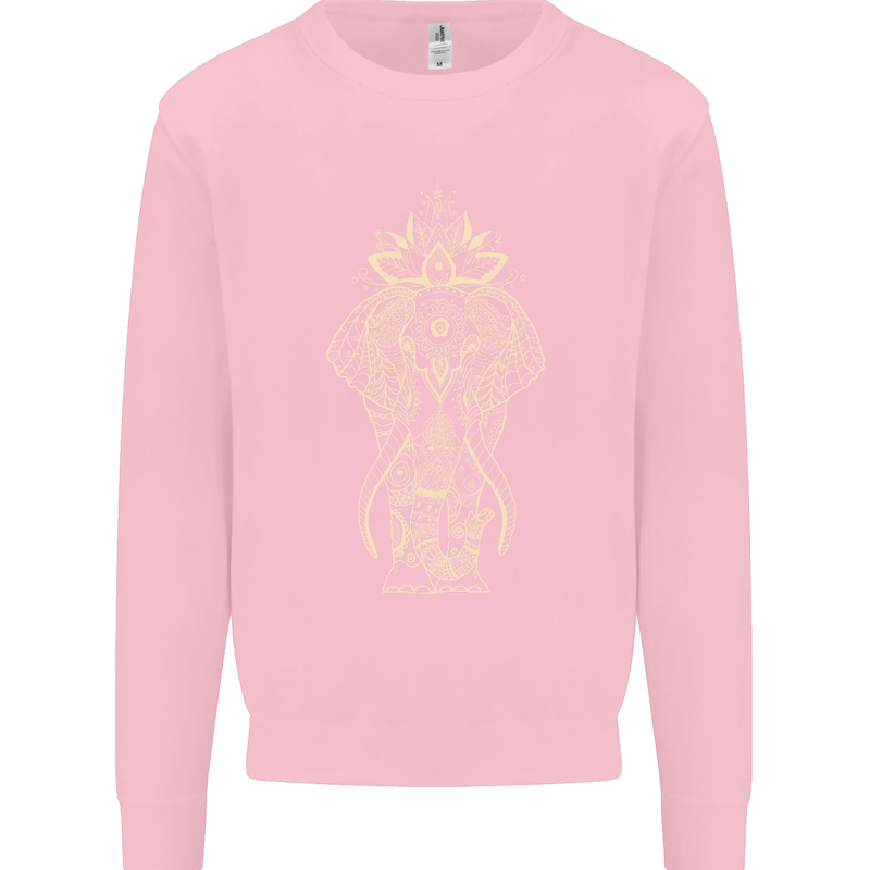 Gold Mandala Art Elephant Mens Sweatshirt Jumper Light Pink