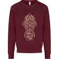 Gold Mandala Art Elephant Mens Sweatshirt Jumper Maroon