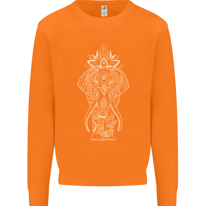 Gold Mandala Art Elephant Mens Sweatshirt Jumper Orange