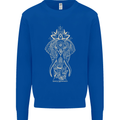 Gold Mandala Art Elephant Mens Sweatshirt Jumper Royal Blue