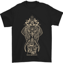 Gold Mandala Art Elephant Mens T-Shirt Cotton Gildan Black