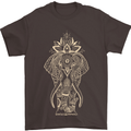 Gold Mandala Art Elephant Mens T-Shirt Cotton Gildan Dark Chocolate