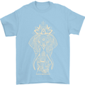 Gold Mandala Art Elephant Mens T-Shirt Cotton Gildan Light Blue