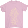 Gold Mandala Art Elephant Mens T-Shirt Cotton Gildan Light Pink