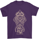 Gold Mandala Art Elephant Mens T-Shirt Cotton Gildan Purple