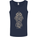 Gold Mandala Art Elephant Mens Vest Tank Top Navy Blue