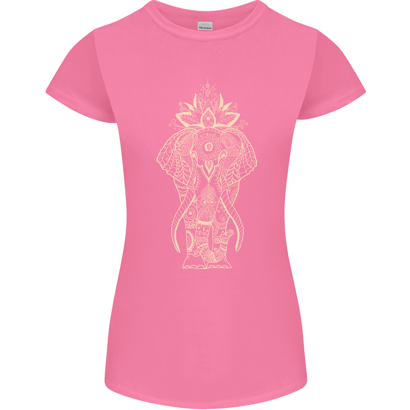 Gold Mandala Art Elephant Womens Petite Cut T-Shirt Azalea