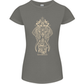 Gold Mandala Art Elephant Womens Petite Cut T-Shirt Charcoal
