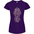 Gold Mandala Art Elephant Womens Petite Cut T-Shirt Purple