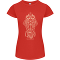 Gold Mandala Art Elephant Womens Petite Cut T-Shirt Red