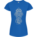 Gold Mandala Art Elephant Womens Petite Cut T-Shirt Royal Blue