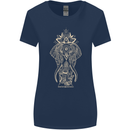 Gold Mandala Art Elephant Womens Wider Cut T-Shirt Navy Blue