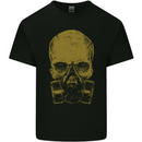 Gold Skull Gas Mask Biker Gothic Kids T-Shirt Childrens Black