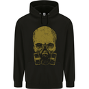 Gold Skull Gas Mask Biker Gothic Mens Hoodie Black