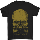 Gold Skull Gas Mask Biker Gothic Mens T-Shirt Cotton Gildan Black