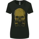 Gold Skull Gas Mask Biker Gothic Womens Wider Cut T-Shirt Black