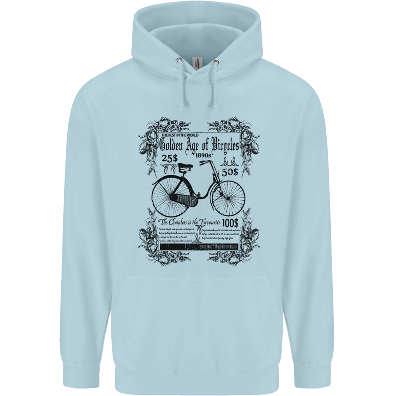 Golden Age of Bicycles Cycling Cyclist Childrens Kids Hoodie Light Blue