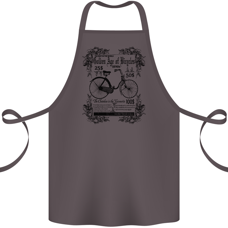 Golden Age of Bicycles Cycling Cyclist Cotton Apron 100% Organic Dark Grey