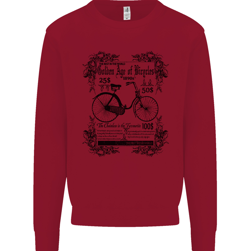 Golden Age of Bicycles Cycling Cyclist Kids Sweatshirt Jumper Red