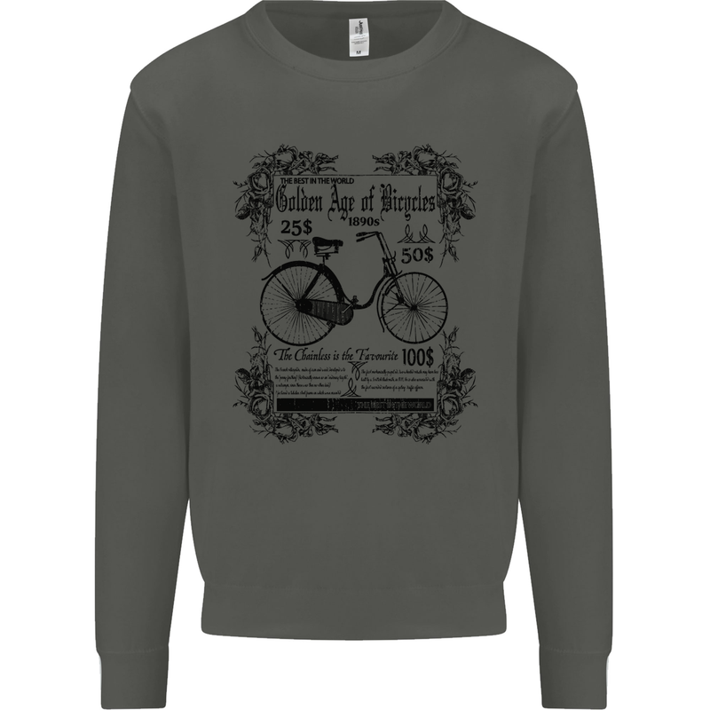 Golden Age of Bicycles Cycling Cyclist Kids Sweatshirt Jumper Storm Grey