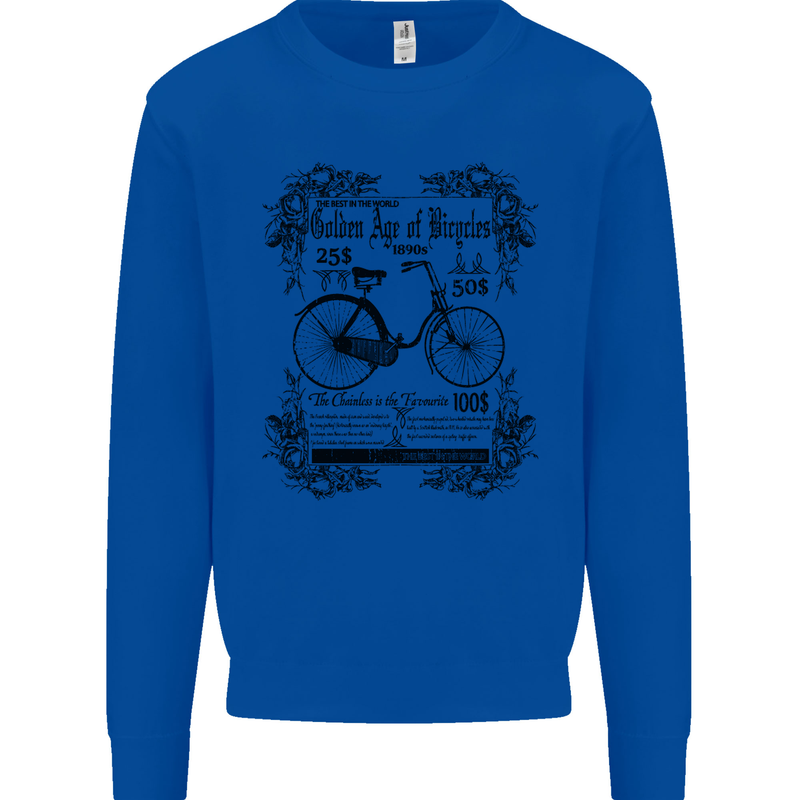 Golden Age of Bicycles Cycling Cyclist Mens Sweatshirt Jumper Royal Blue
