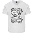 Golden Age of Bicycles Cycling Cyclist Mens V-Neck Cotton T-Shirt White