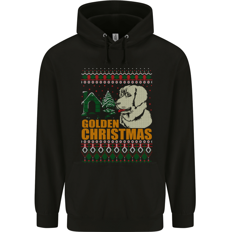 Golden Retriever Christmas Funny Dog Childrens Kids Hoodie Black