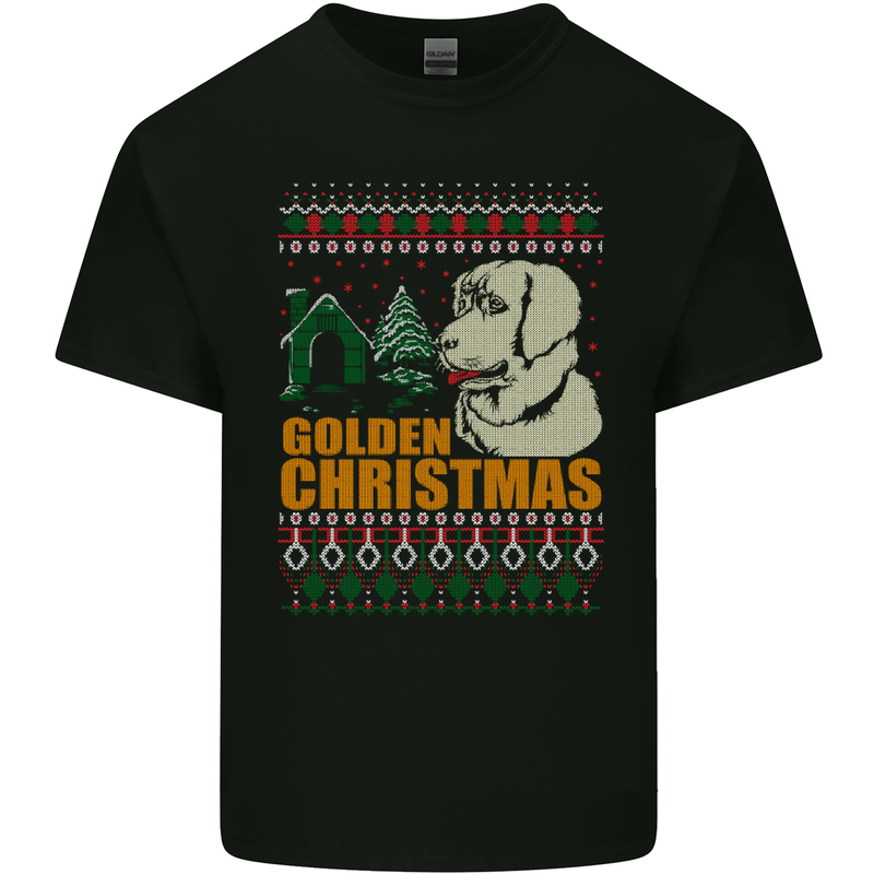 Golden Retriever Christmas Funny Dog Mens Cotton T-Shirt Tee Top Black