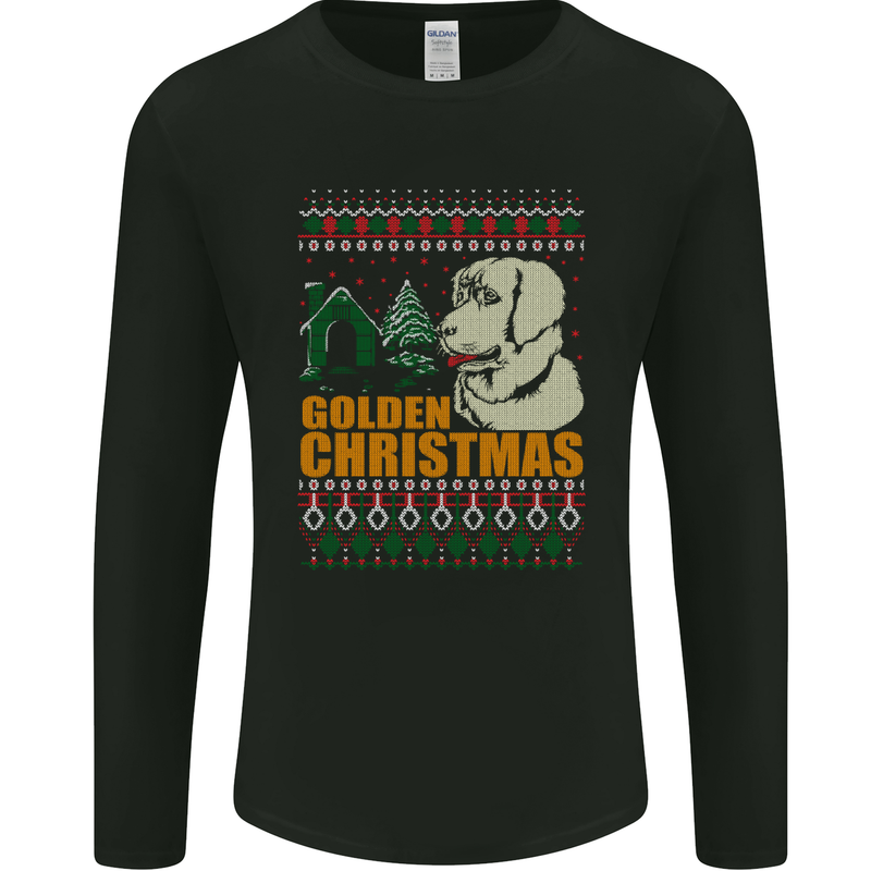 Golden Retriever Christmas Funny Dog Mens Long Sleeve T-Shirt Black
