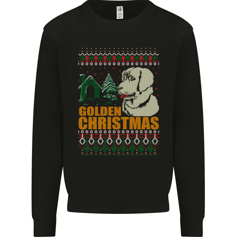 Golden Retriever Christmas Funny Dog Mens Sweatshirt Jumper Black