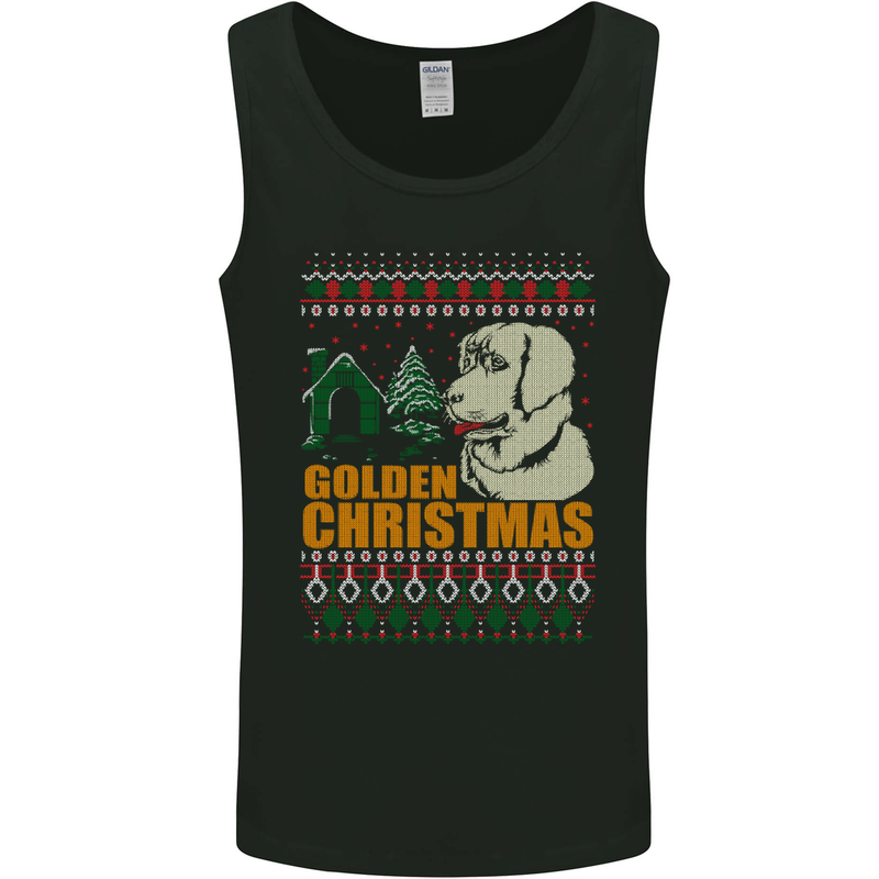 Golden Retriever Christmas Funny Dog Mens Vest Tank Top Black