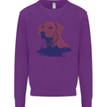 Golden Retriever Mountains Kids Sweatshirt Jumper Purple