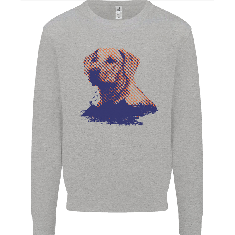 Golden Retriever Mountains Kids Sweatshirt Jumper Sports Grey