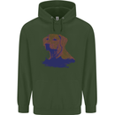 Golden Retriever Mountains Mens 80% Cotton Hoodie Forest Green