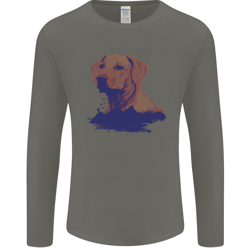 Golden Retriever Mountains Mens Long Sleeve T-Shirt Charcoal