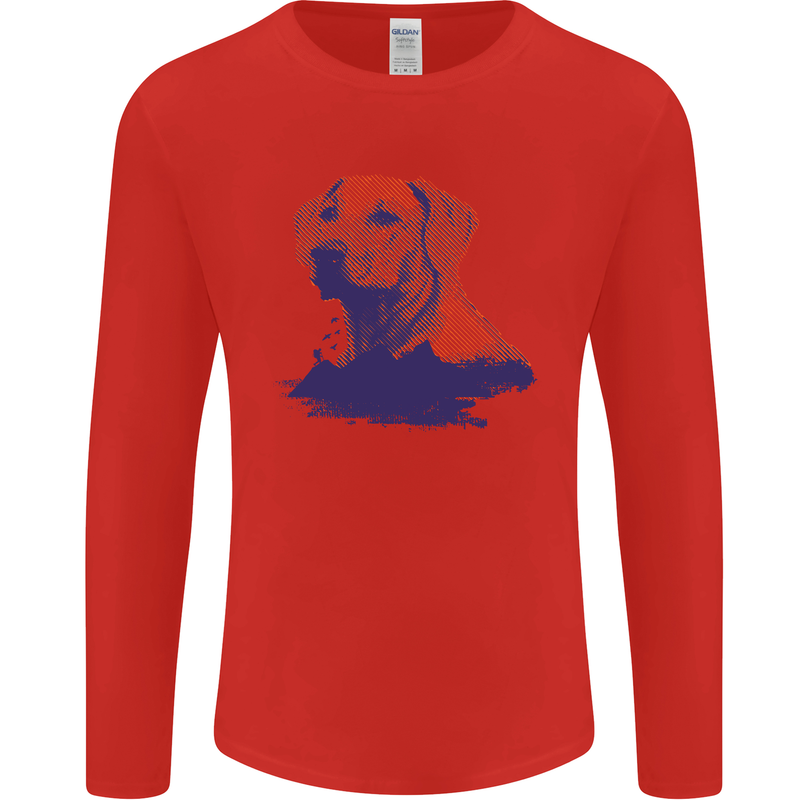 Golden Retriever Mountains Mens Long Sleeve T-Shirt Red