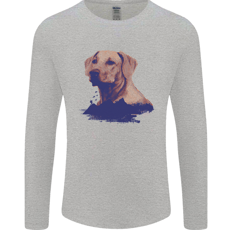 Golden Retriever Mountains Mens Long Sleeve T-Shirt Sports Grey